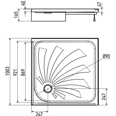 Поддон Alex Baitler форма квадратная 100х100х17 в сборе AB10017H-2
