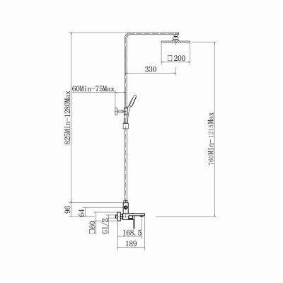 Душевая система FASHUN A52417 со смеситетелем с тропическим душем из нержавеющей стали