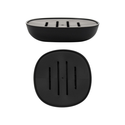 Мыльница настольная Санакс 29037 черная, пластиковая