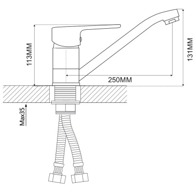 Смеситель для кухни Ammore A5403-A  хром с поворотным изливом чёрный