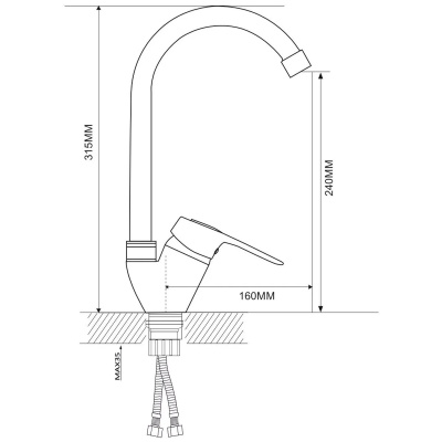 Смеситель для кухни Ammore A5040-E хром