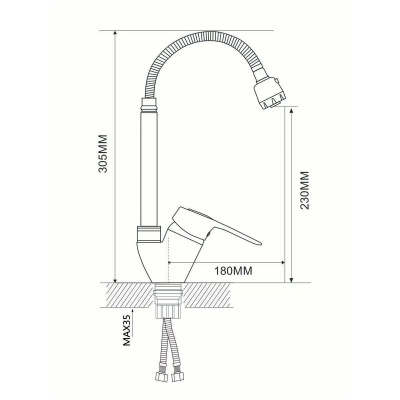Смеситель для кухни Ammore A5040-T с гибким изливом хром
