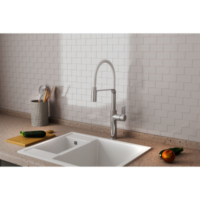Смеситель для кухни RUSH MS9035-35White с гибким изливом Белый