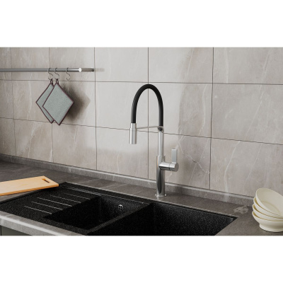 Смеситель для кухни RUSH MS9035-35Black с гибким изливом Черный