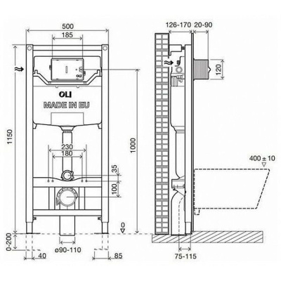 Инсталляция OLI 120 ECO mechanic с кнопкой Globe хром глянец, пластик 879236mGL00