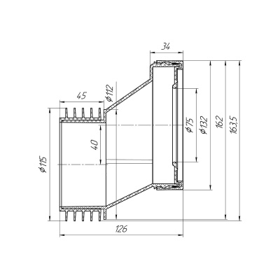 Эксцентрик жесткий АНИ Пласт W0420 40 мм c выпуском 110 мм (1/48)