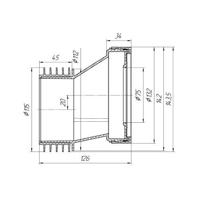 Эксцентрик жесткий АНИ Пласт W0220 20 мм c выпуском 110 мм (1/48)