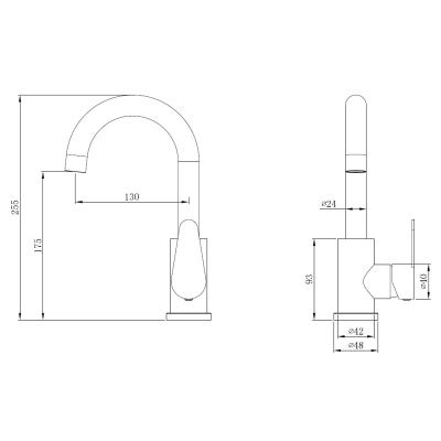 Смеситель для раковины OLIVE'S Olisan ST1002 STEEL из нержавеющей стали