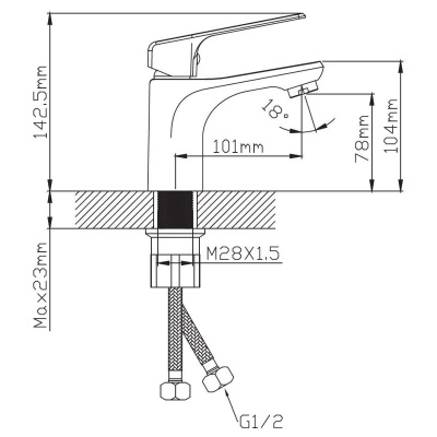Смеситель для раковины Эверест B10-1546 черный