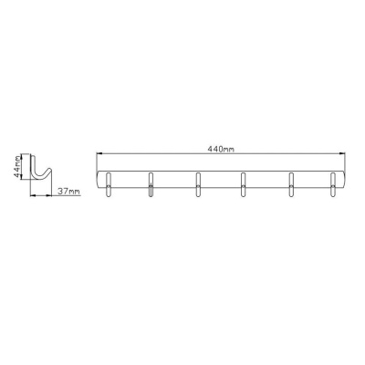 Держатель для полотенец Potato P141-6BL 6 крючков, черный