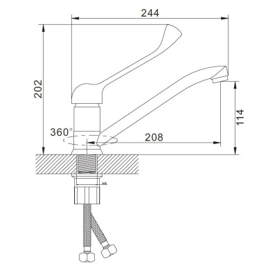 Смеситель для кухни Эверест B49-37 хирургический, длинный излив