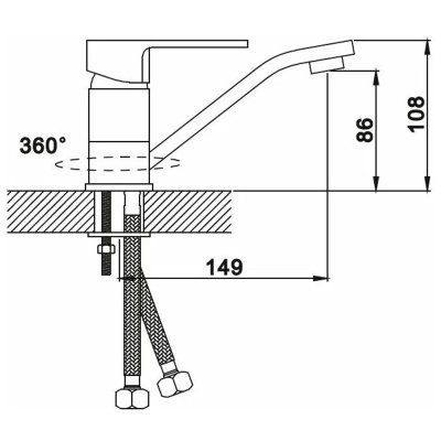 Смеситель для кухни Эверест B45-0277 длинный излив, белый