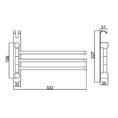 Держатель поворотный для полотенец Potato P339-6 шестерной