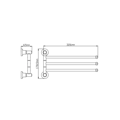 Держатель поворотный для полотенец Potato P1813BL тройной, черный