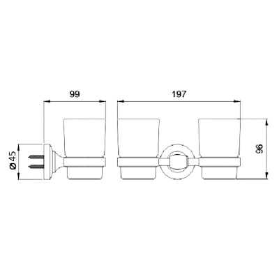 Стакан двойной настенный Potato P1808BL черный