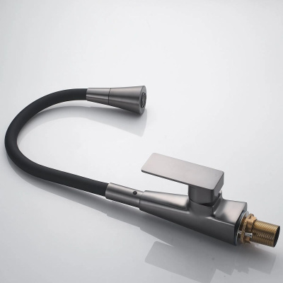 Смеситель для кухни Shevanik S543T-3 гибкий излив, оружейная сталь