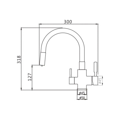 Смеситель для кухни Shevanik S568B гибкий излив, с подключением фильтра питьевой воды, черный/хром
