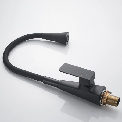 Смеситель для кухни Shevanik S543H-3 гибкий излив, черный