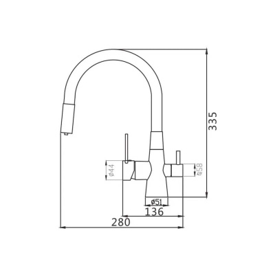 Смеситель для кухни Shevanik S668H с гибким изливом и подключением фильтра, черный