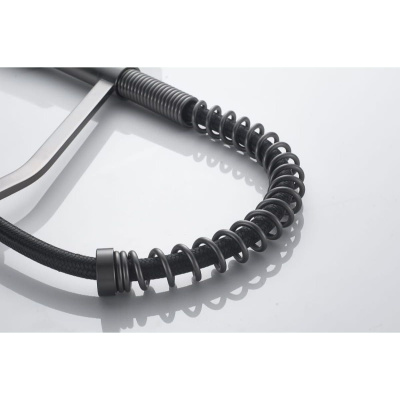 Смеситель для кухни Shevanik S963T гибкий излив, оружейная сталь