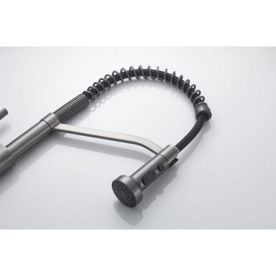 Смеситель для кухни Shevanik S963T гибкий излив, оружейная сталь