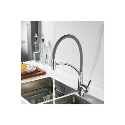 Смеситель для кухни Shevanik S743-9 гибкий излив, серый