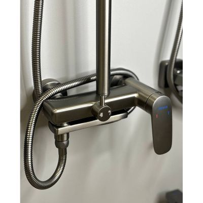 Душевая система Shevanik S8536T оружейная сталь