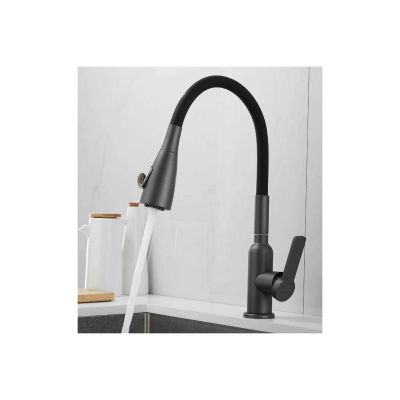 Смеситель для кухни Shevanik S843T-3 с гибким изливом, с лейкой, оружейная сталь