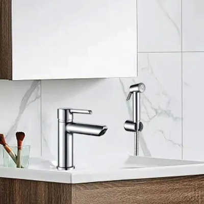 Смеситель для раковины Shevanik S6071с гигиеническим душем, хром