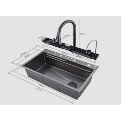 Мойка для кухни многофункциональная Savol S-SC003W белая из нержавеющей стали, 75*46 см без LED-дисплея