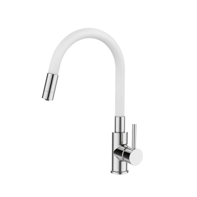 Смеситель для кухни GROSS AQUA 3245609W ColorFlexPlus с гибким изливом белый, с подключением к фильтру питьевой воды