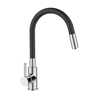Смеситель для кухни GROSS AQUA 3245609B ColorFlexPlus с гибким изливом чёрный, с подключением к фильтру питьевой воды