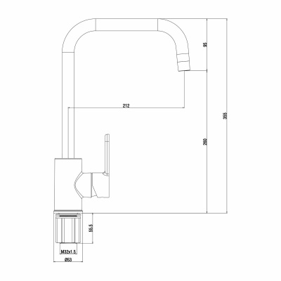 Смеситель для кухни GROSS AQUA 3208298C Ecochrome ABS-пластик, высокий излив