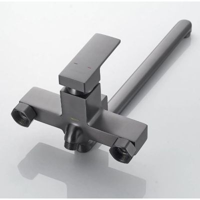 Смеситель для ванны Shevanik S9622T с изливом 35 см, оружейная сталь