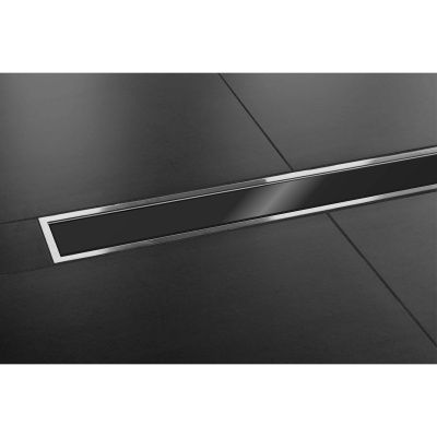 Желоб водоотводящий 600х70 мм TIM ZSt.1131.6002 Evolux Glass, с двухсторонней решеткой, черное глянцевое стекло, вращения 360° (1/4)