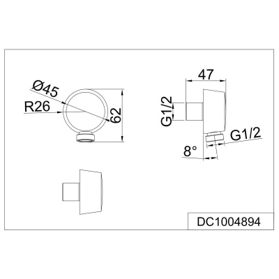 Подключение душевого шланга D&K DC1004894 хром