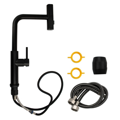 Смеситель для кухни MAGNUS 9132 Черный, с поворотной вытяжной лейкой, из нержавеющей стали