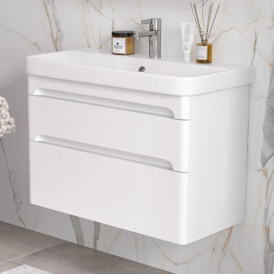 Тумба подвесная EQUIL Nice 80.2Y tpNICE80.2Y-05 Краска 2 ящика с раковиной Nice 9595(80)