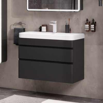 Тумба подвесная Eltoro 80.2Y tpELTR80.2Y-03 Пленка Soft touch 2 ящика с раковиной Nice 80 9595-80