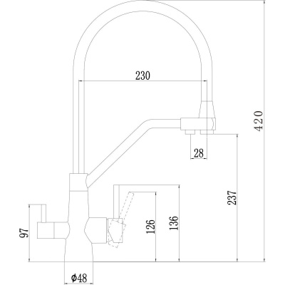 Смеситель для кухонной мойки Fmark FS0662-L01 под фильтр питьевой воды с гибким черным изливом