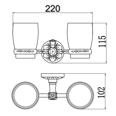 Держатель для двух стаканов Savol S-005868C с настенным держателем, бронза
