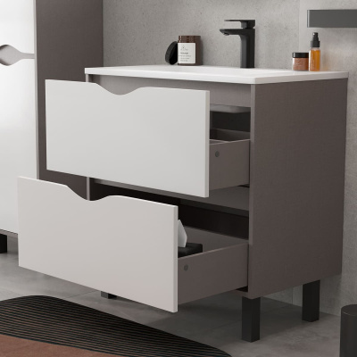 Тумба напольная EQUIL Smile 80.2Y tnSMILE80.2Y-04 2 ящика с раковиной Modul 80