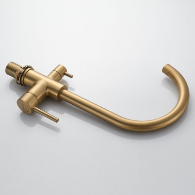 Смеситель для кухни Shevanik S128G с подключением фильтра питьевой воды, золото