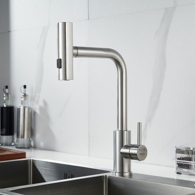 Смеситель для кухни Shevanik S263L  вытяжной излив, сатин