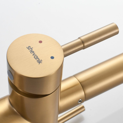 Смеситель для кухни Shevanik S468G с подключением фильтра питьевой воды, SUS304, золото