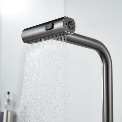 Смеситель для кухни Shevanik S263T  вытяжной излив, оружейная сталь