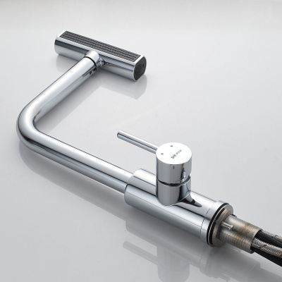 Смеситель для кухни Shevanik S263 вытяжной излив, хром