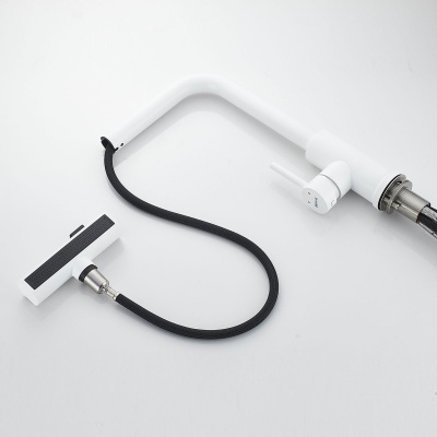 Смеситель для кухни Shevanik S263C вытяжной излив, белый