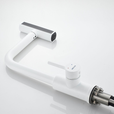 Смеситель для кухни Shevanik S263C вытяжной излив, белый