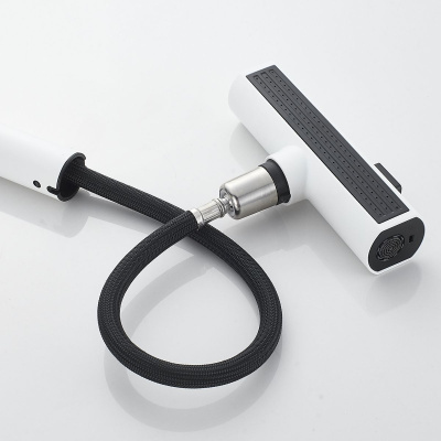 Смеситель для кухни Shevanik S263C вытяжной излив, белый